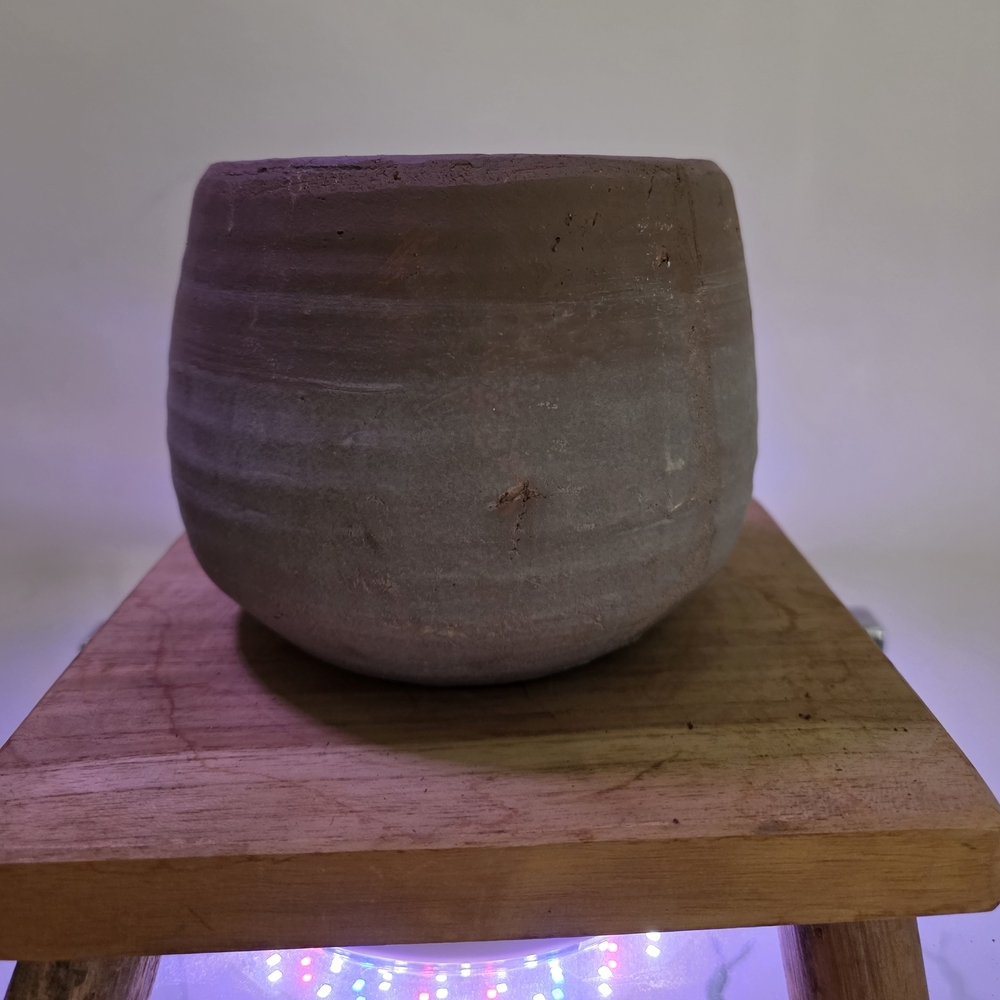 Rustic Brown and White Ceramic Pot